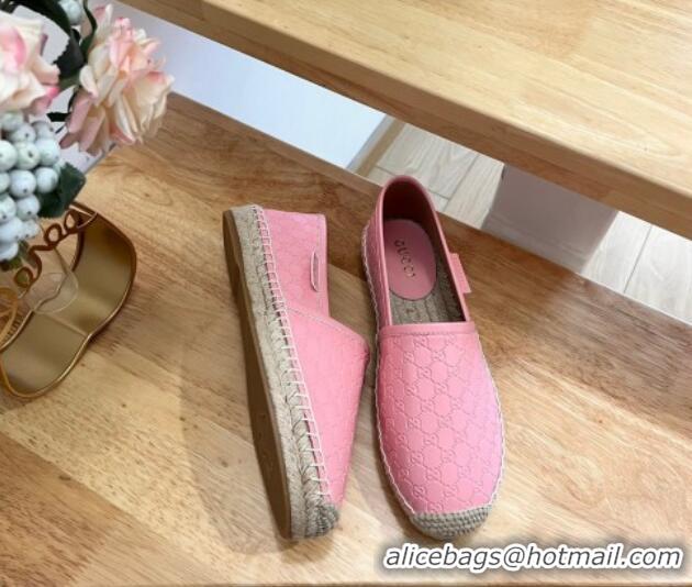 Discount Gucci GG Leather Espadrilles Pink 403121