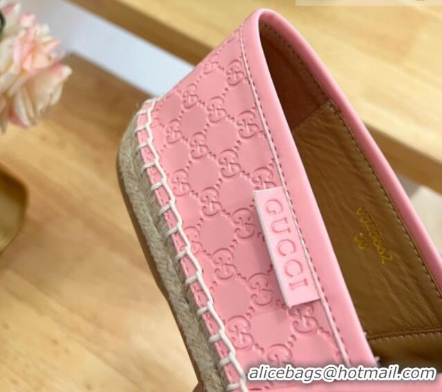 Discount Gucci GG Leather Espadrilles Pink 403121