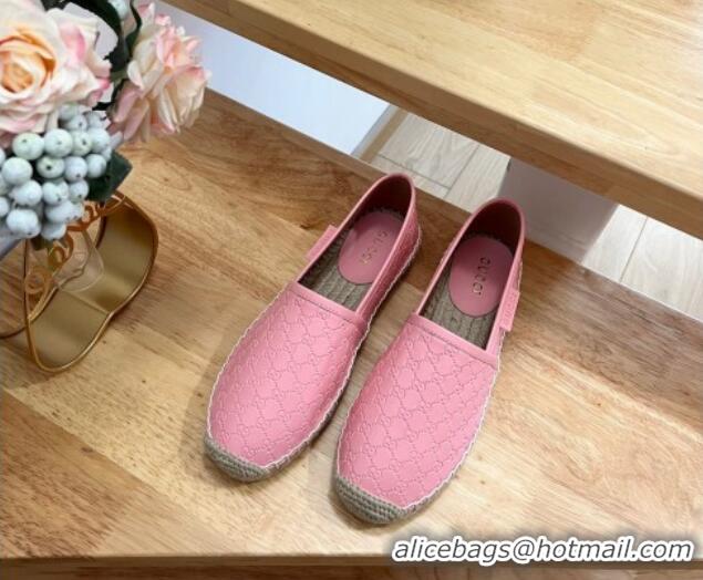 Discount Gucci GG Leather Espadrilles Pink 403121