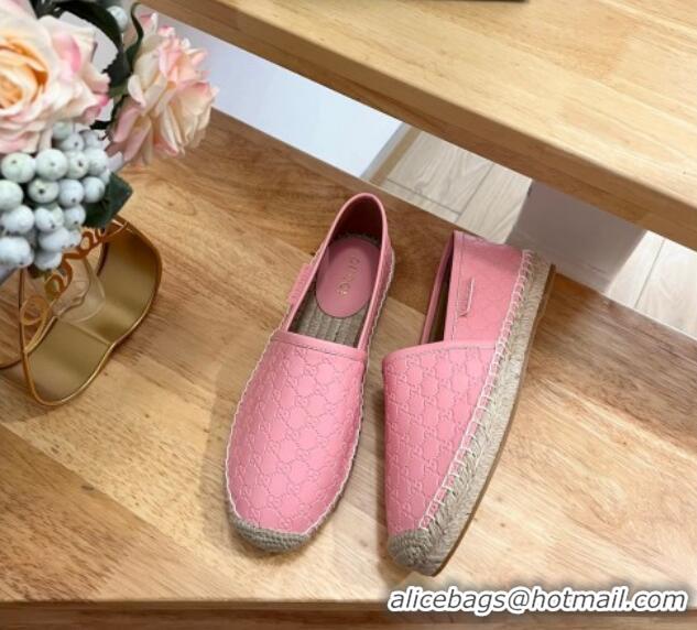 Discount Gucci GG Leather Espadrilles Pink 403121