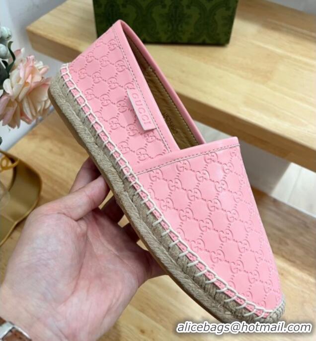 Discount Gucci GG Leather Espadrilles Pink 403121