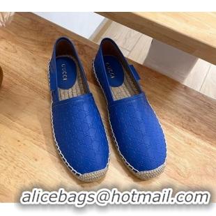 Best Grade Gucci GG Leather Espadrilles Blue 403122