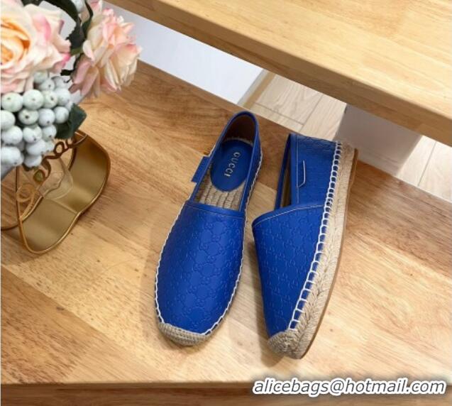 Best Grade Gucci GG Leather Espadrilles Blue 403122