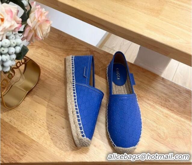 Best Grade Gucci GG Leather Espadrilles Blue 403122