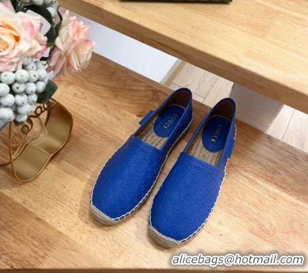 Best Grade Gucci GG Leather Espadrilles Blue 403122