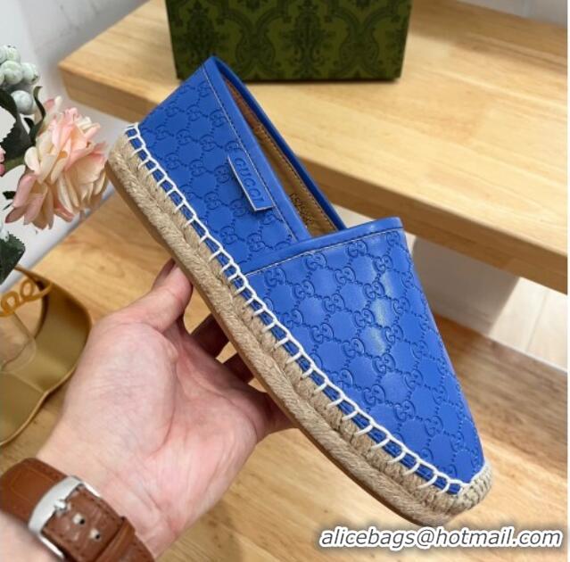 Best Grade Gucci GG Leather Espadrilles Blue 403122