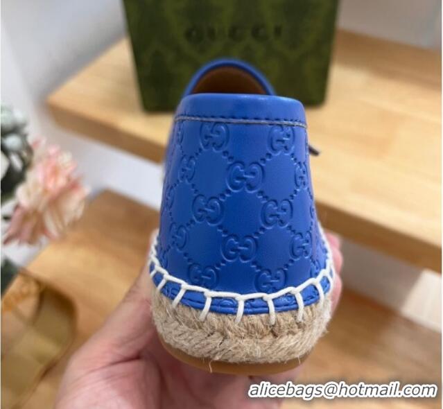 Best Grade Gucci GG Leather Espadrilles Blue 403122