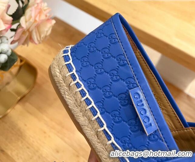 Best Grade Gucci GG Leather Espadrilles Blue 403122