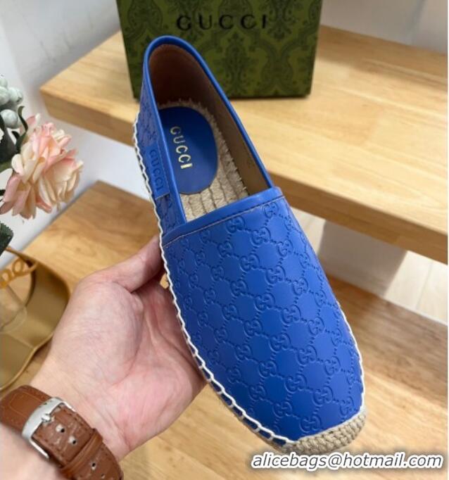 Best Grade Gucci GG Leather Espadrilles Blue 403122