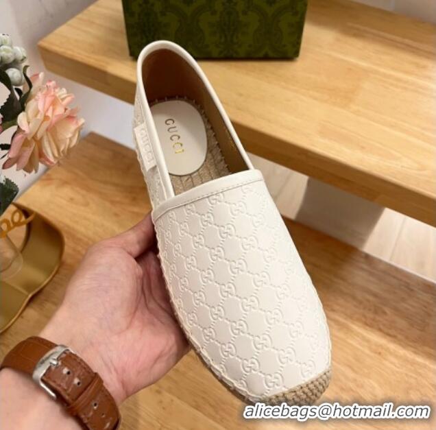 Purchase Gucci GG Leather Espadrilles White 403123