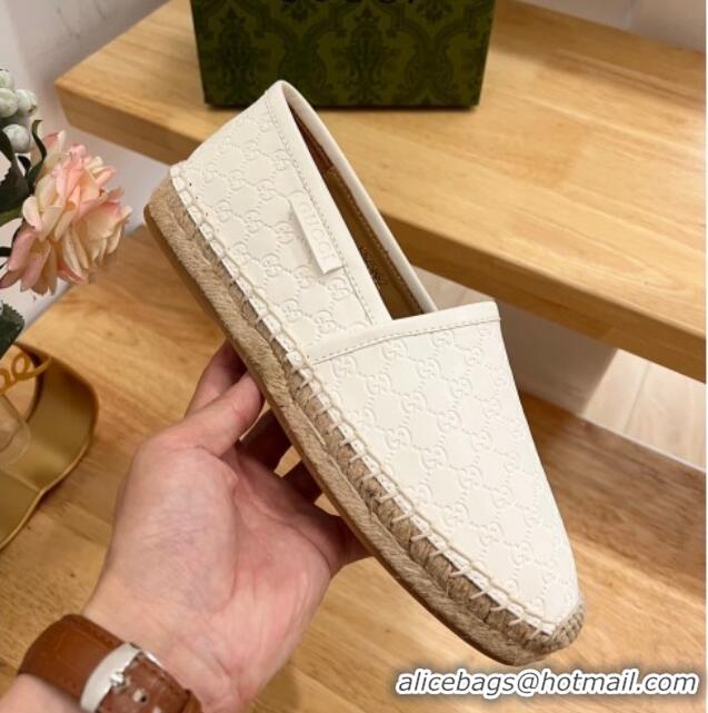 Purchase Gucci GG Leather Espadrilles White 403123