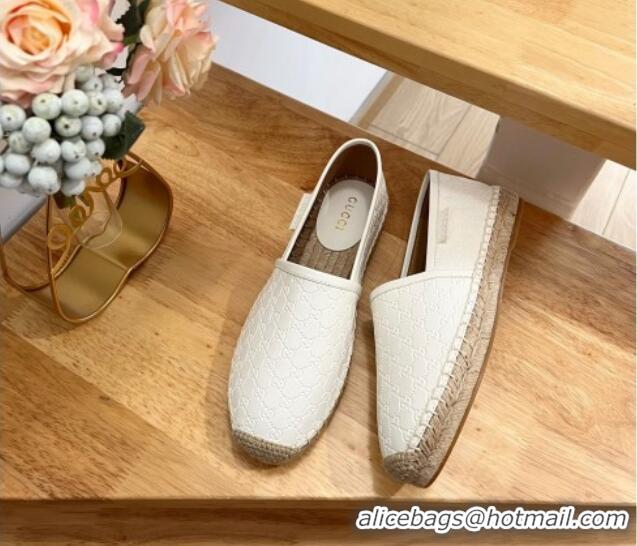 Purchase Gucci GG Leather Espadrilles White 403123