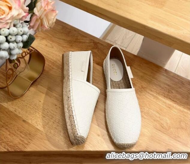 Purchase Gucci GG Leather Espadrilles White 403123