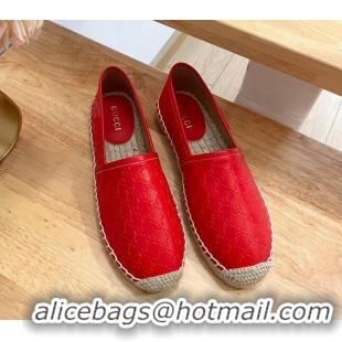 Classic Hot Gucci GG Leather Espadrilles Red 403124