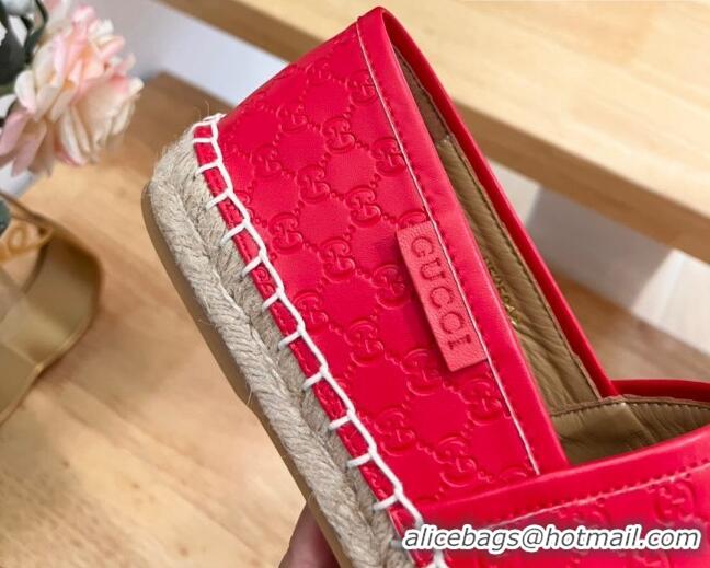 Classic Hot Gucci GG Leather Espadrilles Red 403124