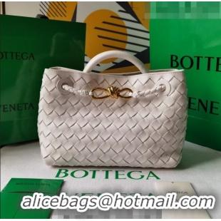 Famous Brand Bottega Veneta Small Andiamo Top Handle Bag in Intrecciato Leather 743568 White 2023