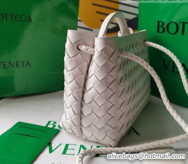 Famous Brand Bottega Veneta Small Andiamo Top Handle Bag in Intrecciato Leather 743568 White 2023