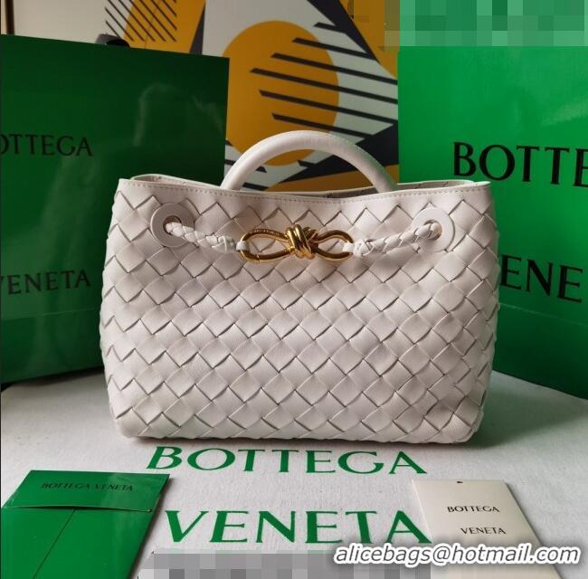 Famous Brand Bottega Veneta Small Andiamo Top Handle Bag in Intrecciato Leather 743568 White 2023