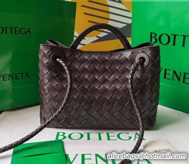 Famous Brand Bottega Veneta Small Andiamo Top Handle Bag in Intrecciato Leather Fondant 743568 Brown 2023