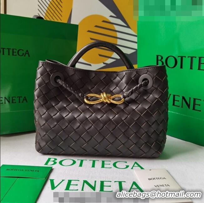 Famous Brand Bottega Veneta Small Andiamo Top Handle Bag in Intrecciato Leather Fondant 743568 Brown 2023