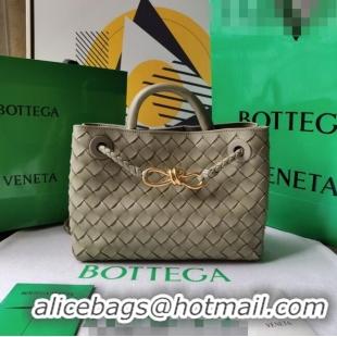 Super Quality Bottega Veneta Small Andiamo Top Handle Bag in Intrecciato Leather 743568 Travertine Green 2023