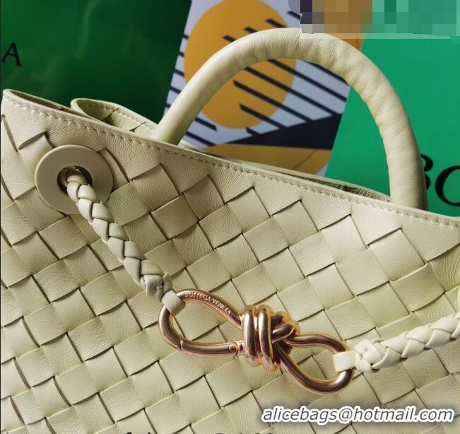 Top Quality Bottega Veneta Small Andiamo Top Handle Bag in Intrecciato Leather 743568 Ice cream Yellow 2023