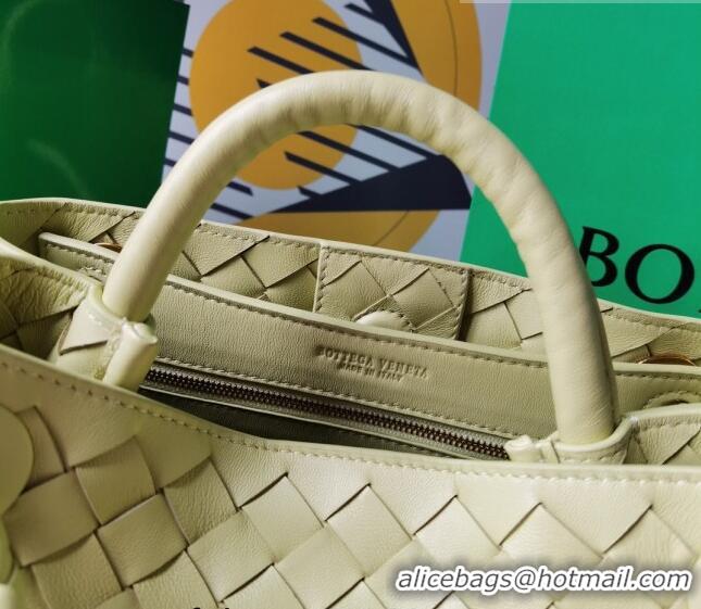 Top Quality Bottega Veneta Small Andiamo Top Handle Bag in Intrecciato Leather 743568 Ice cream Yellow 2023