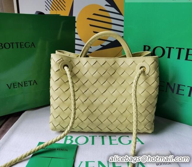 Top Quality Bottega Veneta Small Andiamo Top Handle Bag in Intrecciato Leather 743568 Ice cream Yellow 2023