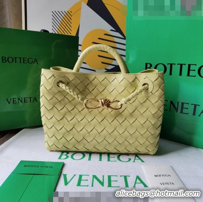 Top Quality Bottega Veneta Small Andiamo Top Handle Bag in Intrecciato Leather 743568 Ice cream Yellow 2023