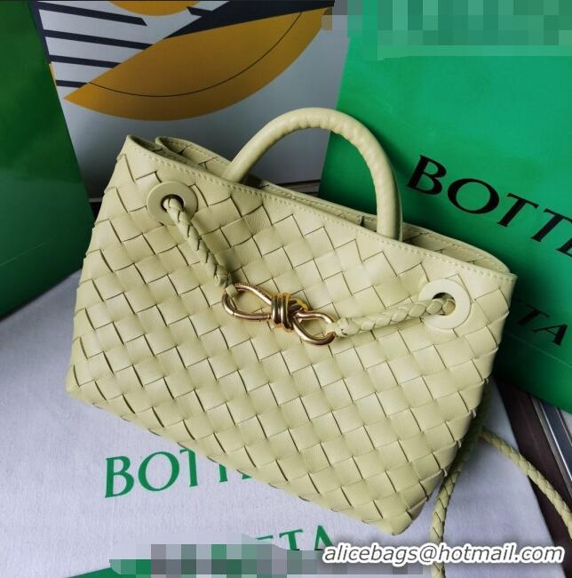 Top Quality Bottega Veneta Small Andiamo Top Handle Bag in Intrecciato Leather 743568 Ice cream Yellow 2023