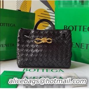 Low Cost Bottega Veneta Small Andiamo Top Handle Bag in Intrecciato Leather 743568 Black 2023