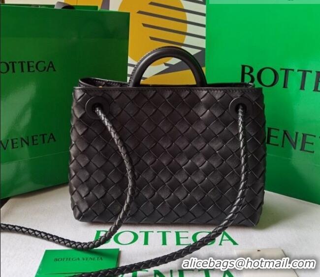 Low Cost Bottega Veneta Small Andiamo Top Handle Bag in Intrecciato Leather 743568 Black 2023