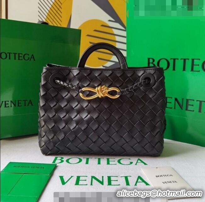 Low Cost Bottega Veneta Small Andiamo Top Handle Bag in Intrecciato Leather 743568 Black 2023