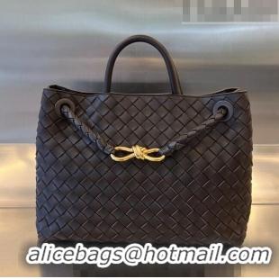 Famous Brand Bottega Veneta Medium Andiamo Top Handle Bag in Intrecciato Leather Fondant 743572 Brown 2023