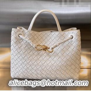 Luxurious Fashion Bottega Veneta Medium Andiamo Top Handle Bag in Intrecciato Leather 743572 White 2023