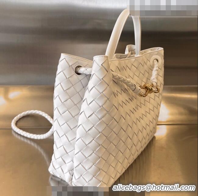 Luxurious Fashion Bottega Veneta Medium Andiamo Top Handle Bag in Intrecciato Leather 743572 White 2023