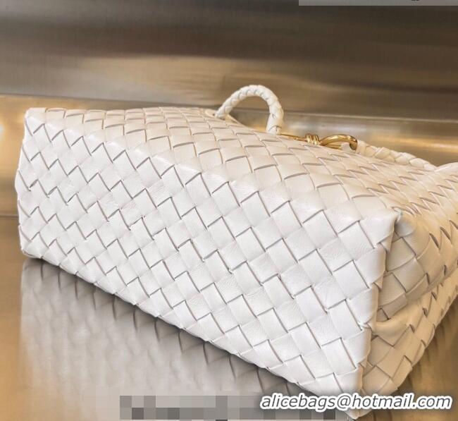 Luxurious Fashion Bottega Veneta Medium Andiamo Top Handle Bag in Intrecciato Leather 743572 White 2023