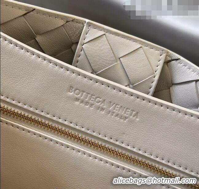 Luxurious Fashion Bottega Veneta Medium Andiamo Top Handle Bag in Intrecciato Leather 743572 White 2023