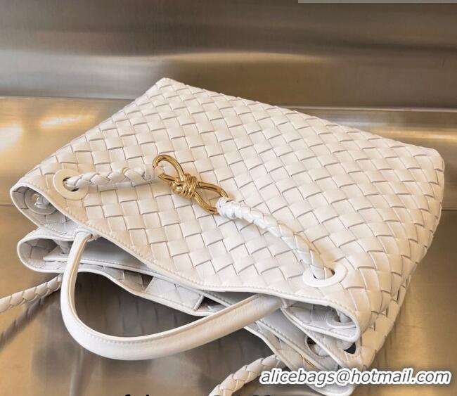 Luxurious Fashion Bottega Veneta Medium Andiamo Top Handle Bag in Intrecciato Leather 743572 White 2023