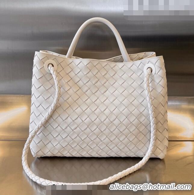 Luxurious Fashion Bottega Veneta Medium Andiamo Top Handle Bag in Intrecciato Leather 743572 White 2023