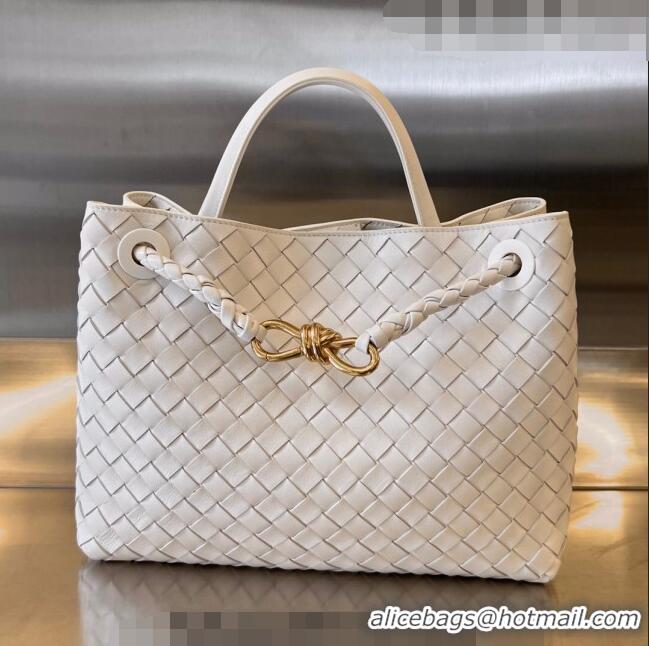 Luxurious Fashion Bottega Veneta Medium Andiamo Top Handle Bag in Intrecciato Leather 743572 White 2023