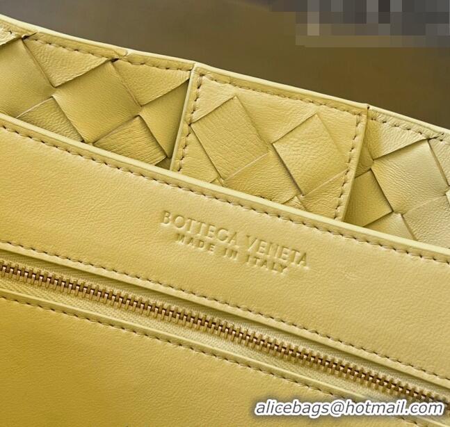 Best Price Bottega Veneta Medium Andiamo Top Handle Bag in Intrecciato Leather 743572 Ice Cream Yellow 2023