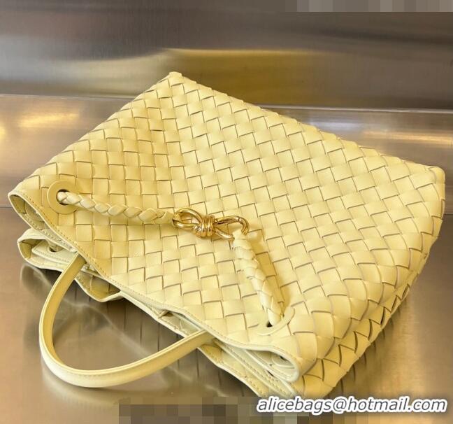 Best Price Bottega Veneta Medium Andiamo Top Handle Bag in Intrecciato Leather 743572 Ice Cream Yellow 2023