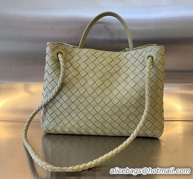 Good Taste Bottega Veneta Medium Andiamo Top Handle Bag in Intrecciato Leather 7435723 Travertine Green 2023