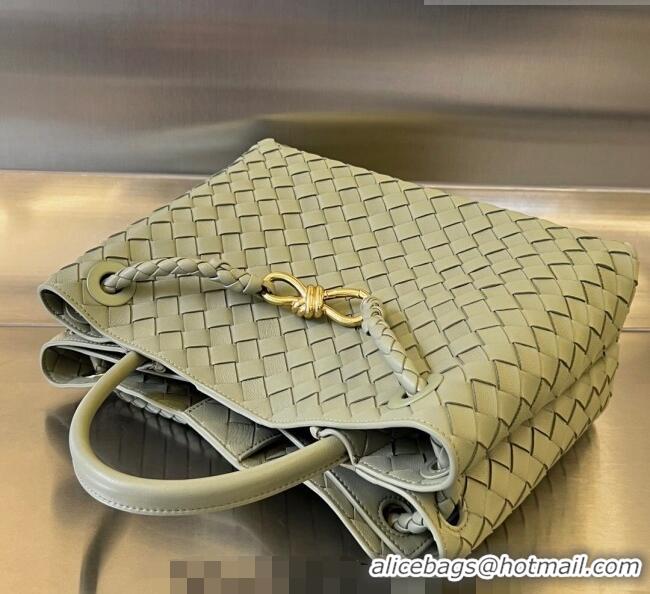 Good Taste Bottega Veneta Medium Andiamo Top Handle Bag in Intrecciato Leather 7435723 Travertine Green 2023