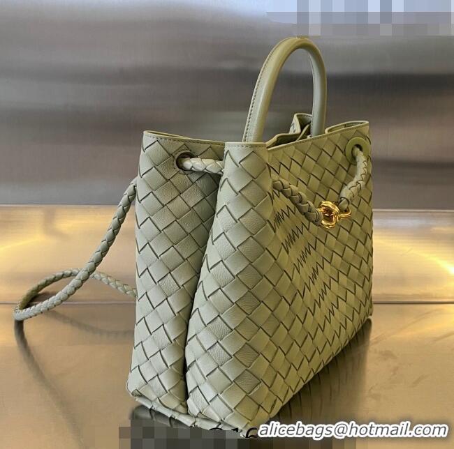 Good Taste Bottega Veneta Medium Andiamo Top Handle Bag in Intrecciato Leather 7435723 Travertine Green 2023