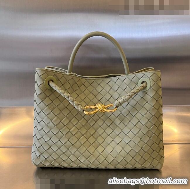 Good Taste Bottega Veneta Medium Andiamo Top Handle Bag in Intrecciato Leather 7435723 Travertine Green 2023