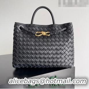 Well Crafted Bottega Veneta Medium Andiamo Top Handle Bag in Intrecciato Leather 743572 Black 2023