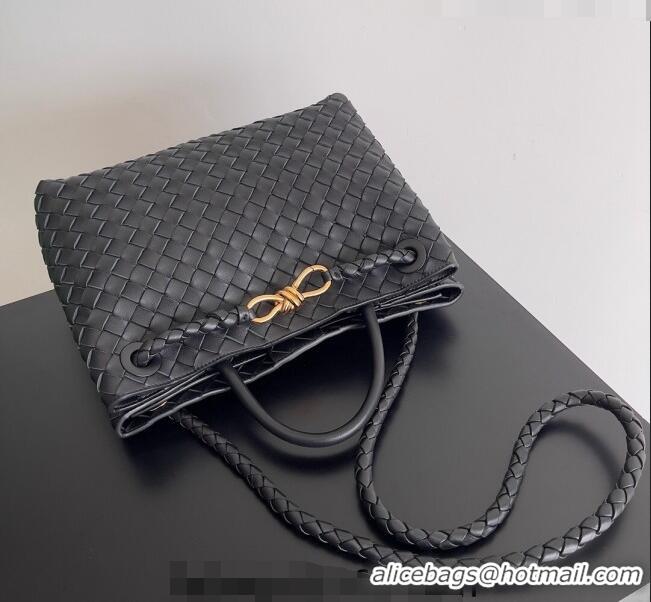 Well Crafted Bottega Veneta Medium Andiamo Top Handle Bag in Intrecciato Leather 743572 Black 2023