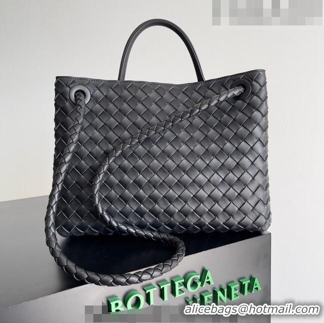 Well Crafted Bottega Veneta Medium Andiamo Top Handle Bag in Intrecciato Leather 743572 Black 2023